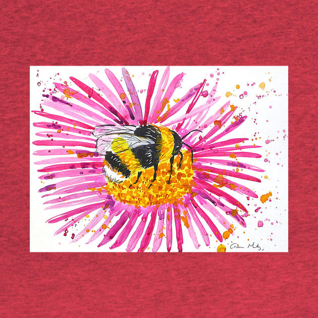 Bumble bee and Pink Flower by Casimirasquirkyart